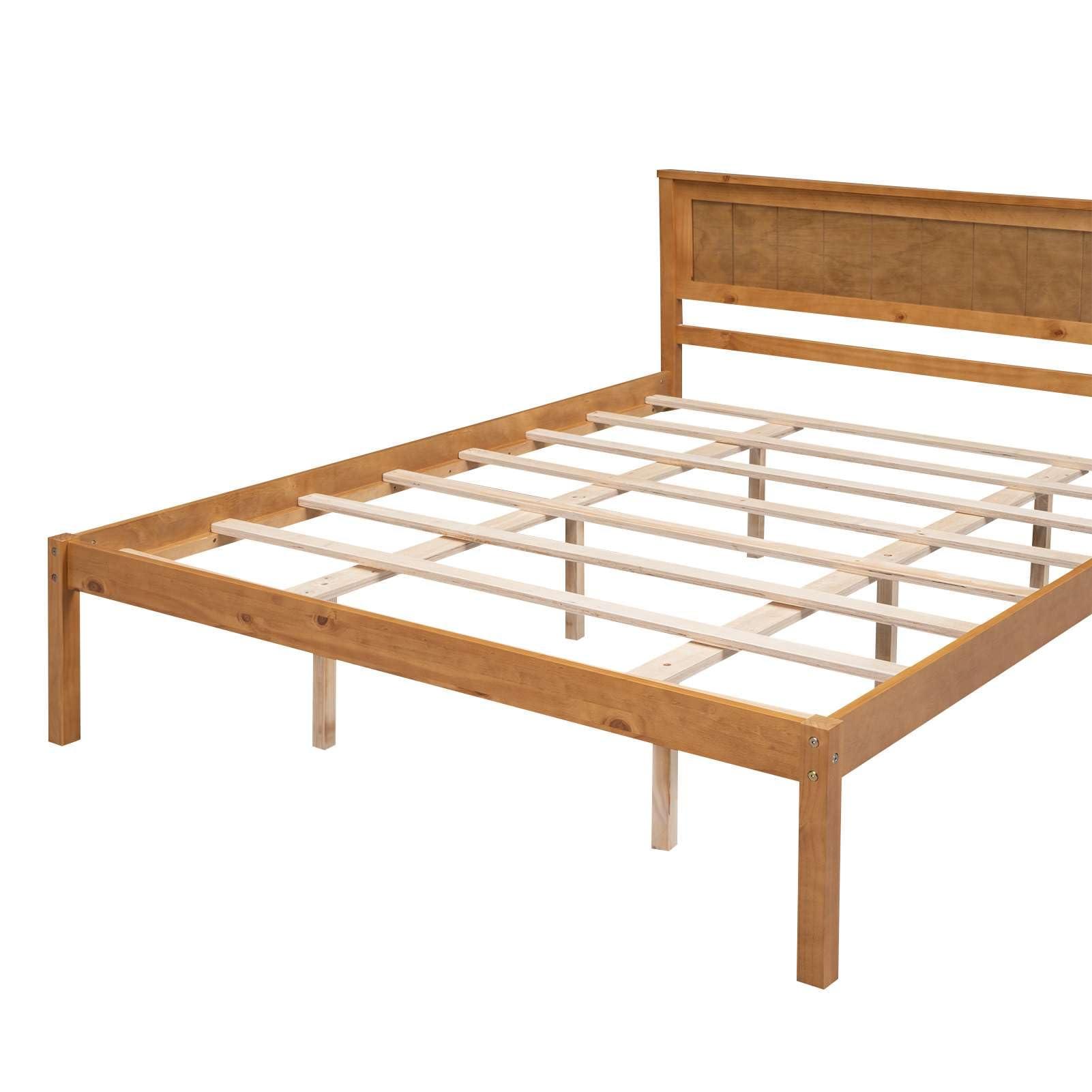 bedframe Modern Oak Queen Platform Bed Frame with Headboard, Wood Slat Support - No Box Spring Needed for Sleek and Sturdy Bedroom Furniture