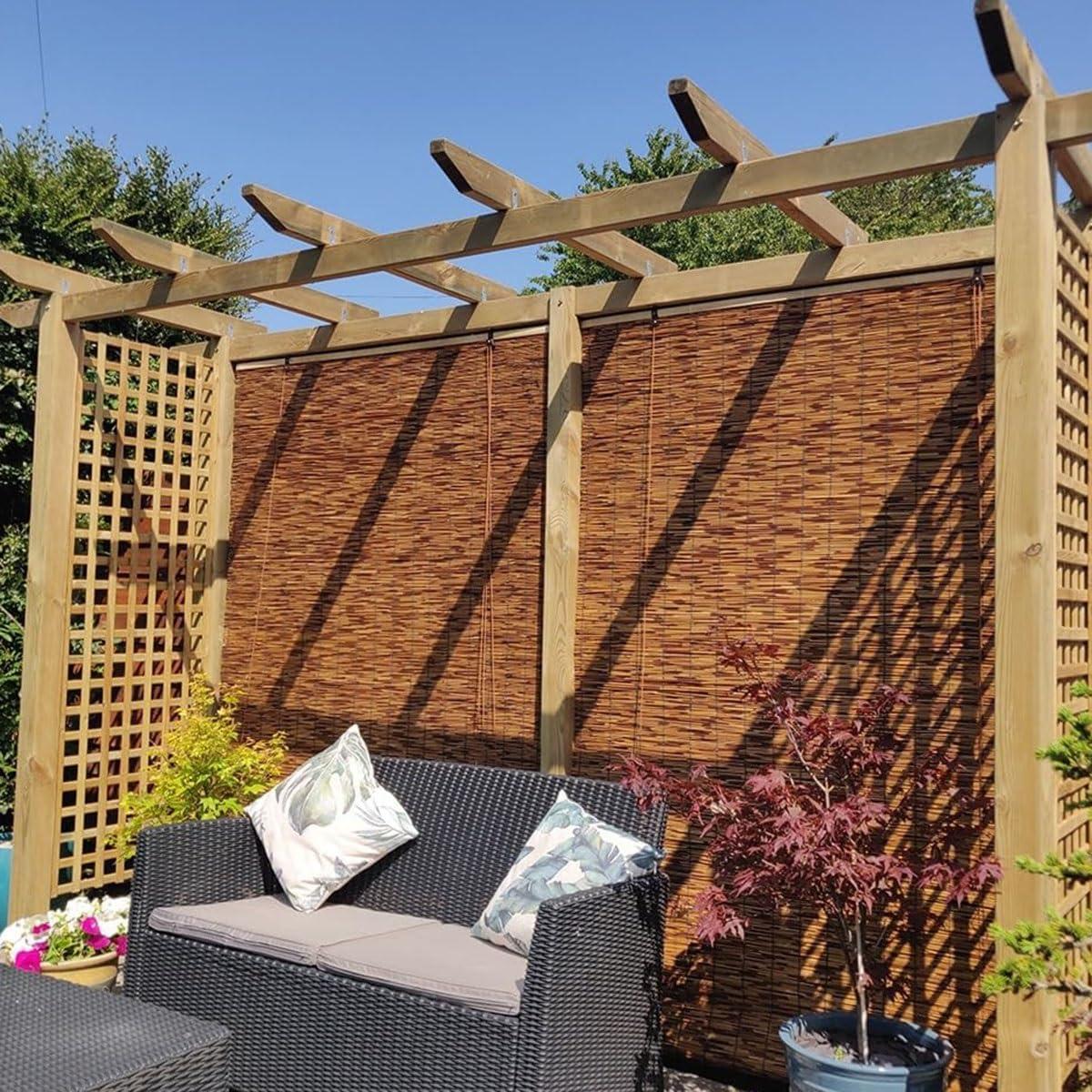 HomeLoft Basics HomeLoft Basics Natural Bamboo Roll Up Patio Blinds for Indoor Outdoor, Light Filtering Bamboo Window Shades Privacy Drape Cordless Natural Blackout Roller Blinds with Lift(Size:54x84 inch (WxL))