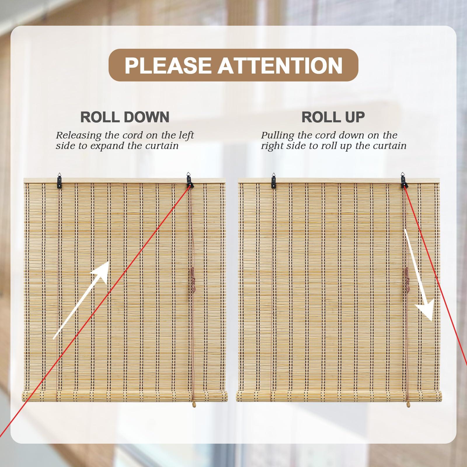 ORNDSDM ORNDSDM Bamboo Blinds - Custom Size, Indoor & Outdoor Shades for Windows, Patio, Balcony & Terrace
