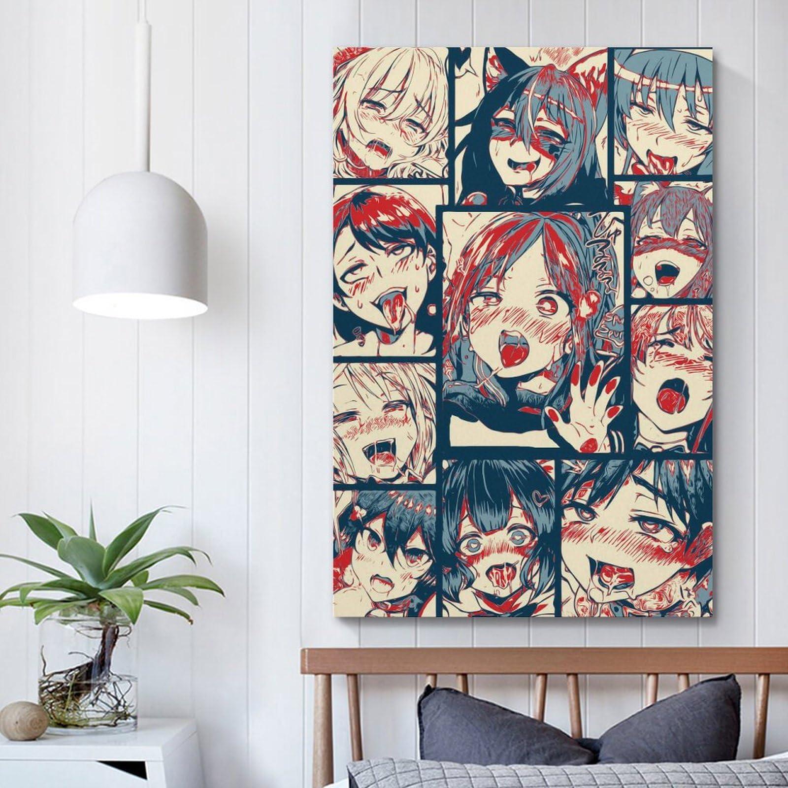 HomeLoft Basics Hentai Anime Girl Ahegao Face Poster Decorative Painting Canvas Wall Posters and Art Picture Print Modern Family Bedroom Decor Posters 12x18inch(30x45cm)