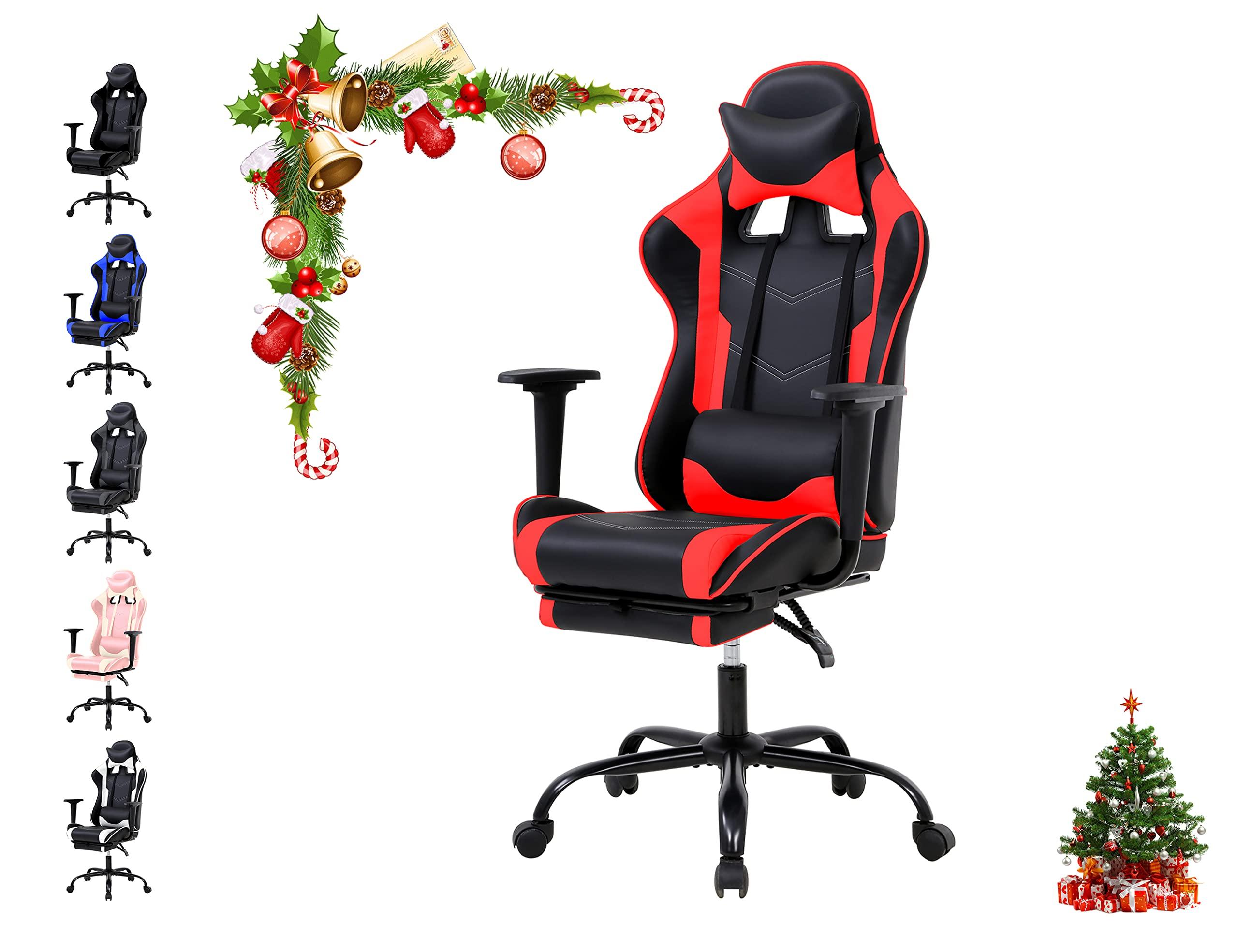 YIQIEDEY Gaming Chair, Video Game Chair, Cheap Computer Gaming Chair PU Leather High Back PC Gaming Chair Ergonomic Racing Swivel Office Desk Chair with Headrest and Lumbar Support for Adults Kids Red