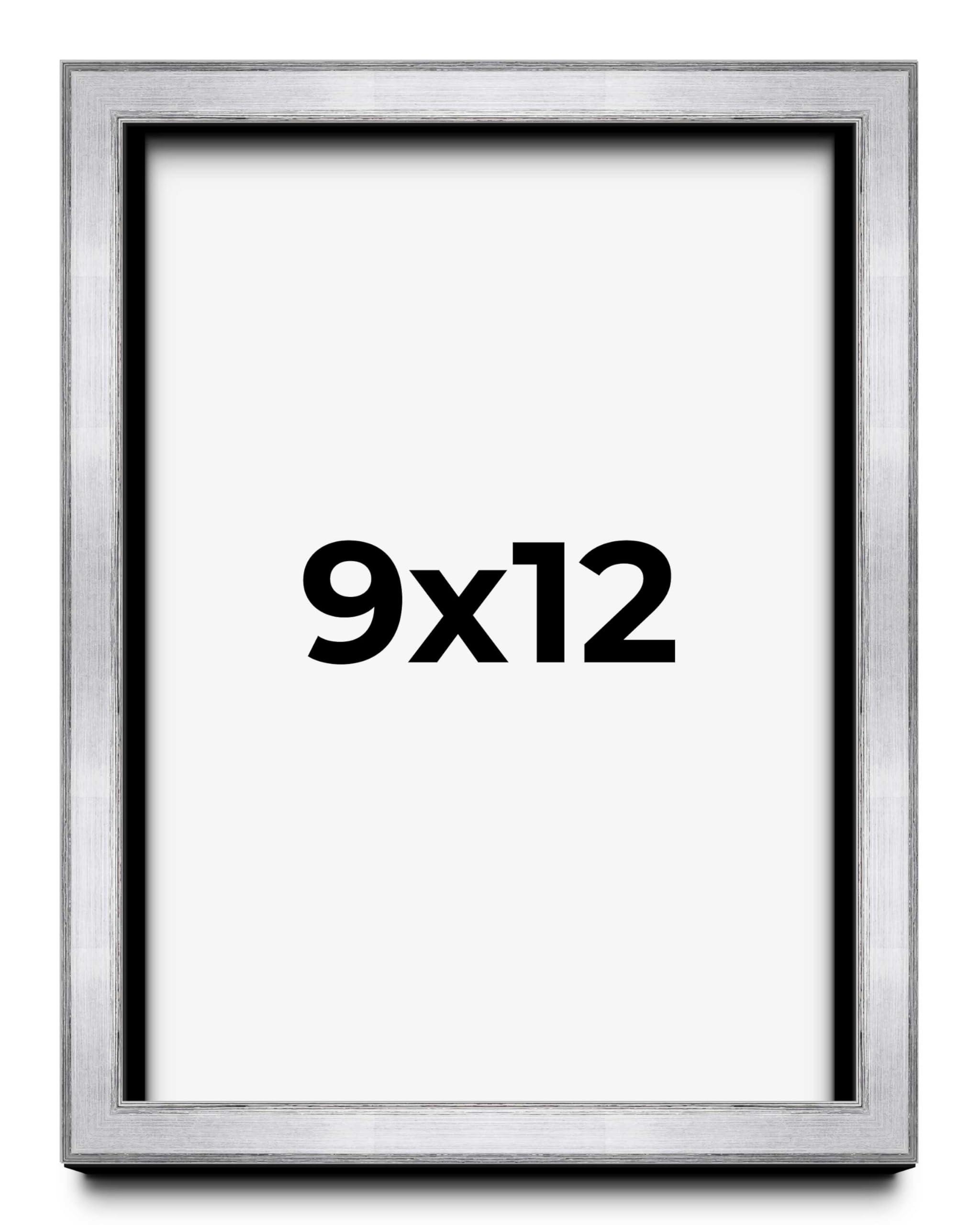 CustomPictureFrames.com 9x12 Shadow Box Frame Silver | 1.375 Inches Deep Real Wood Contemporary Shadowbox Display Frame | UV Resistant Acrylic Front, Acid Free Backing, and Hanging Hardware | Venus Picture Frame Style