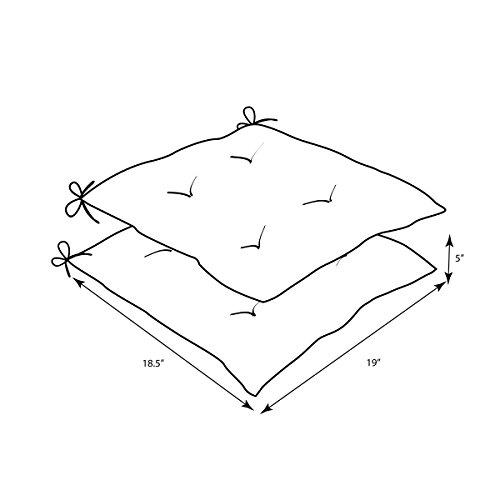 Pillow Perfect Pillow Perfect Floral Indoor/Outdoor Chair Seat Cushion with Ties, Tufted, Weather, and Fade Resistant, 18.5\" x 19\", Blue/Brown Pom Pom Play, 2 Count