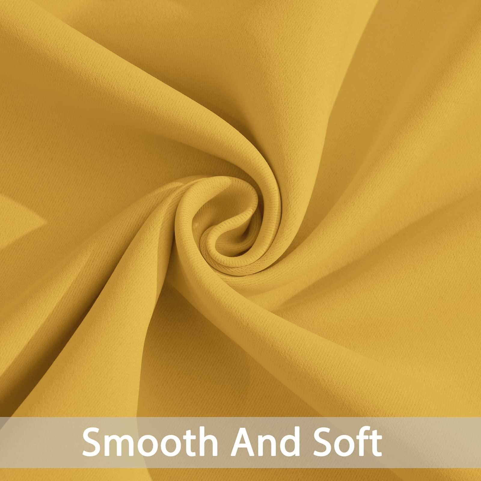 Yakamok Yakamok Mustard Yellow Room Darkening Grommet Window Drapes Thermal Insulated Light Blocking Blackout Curtains for Bedroom(52Wx84L,2 Panels)