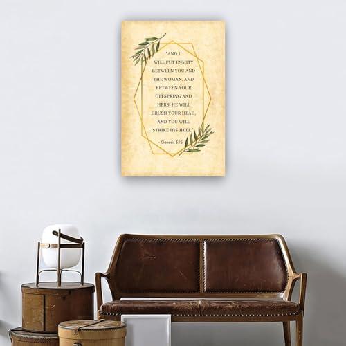 Triyend Triyend Genesis 3 15 Bible Verse Wall Art Bible Posters Art Deco Wall Oil Painting for Bedroom Decorative Home Giclee Art Picture Print Canvas (20.00\'\'x30.00\'\',Unframed)