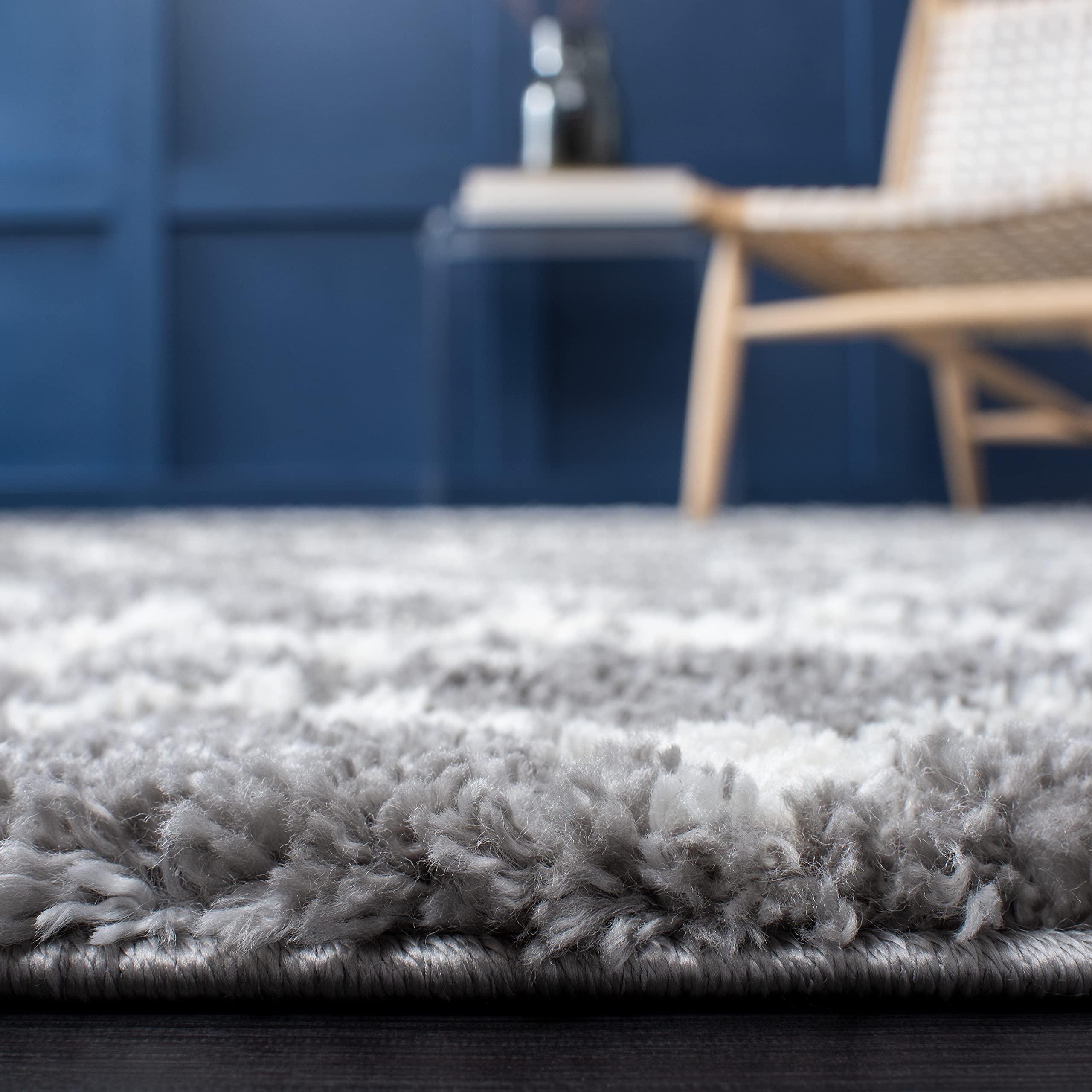 Safavieh SAFAVIEH Berber Shag Collection Area Rug - 9' x 12', Grey & Ivory, Moroccan Design, Non-Shedding & Easy Care, 1.2-inch Thick Ideal for High Traffic Areas in Living Room, Bedroom (BER194F)