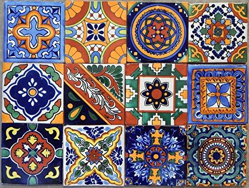 COLOR Y TRADICIÓN 40 Mexican Talavera Tiles Hand Painted 6\"x6\" Stairs Backsplash 10 Designs