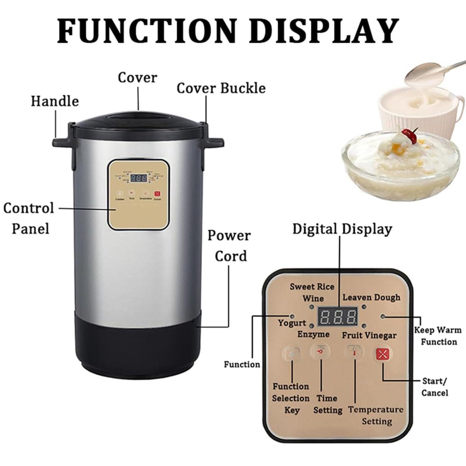 YXCUSAM YXCUSAM 12/18 L Electric Yogurt Maker,Multifunctional Rice Wine Dough Fruit Vinegar Fermenter,Commercial Fermenter,for Cheese Culturing (18L)