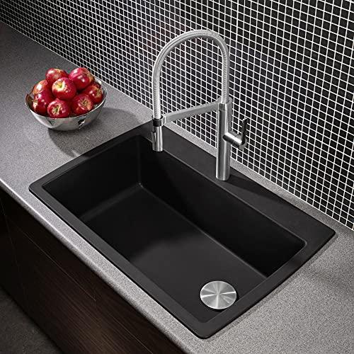 BLANCO BLANCO, Anthracite 441094 DIAMOND SILGRANIT Super Single Drop-In or Undermount Kitchen Sink, 33.5" X 22"