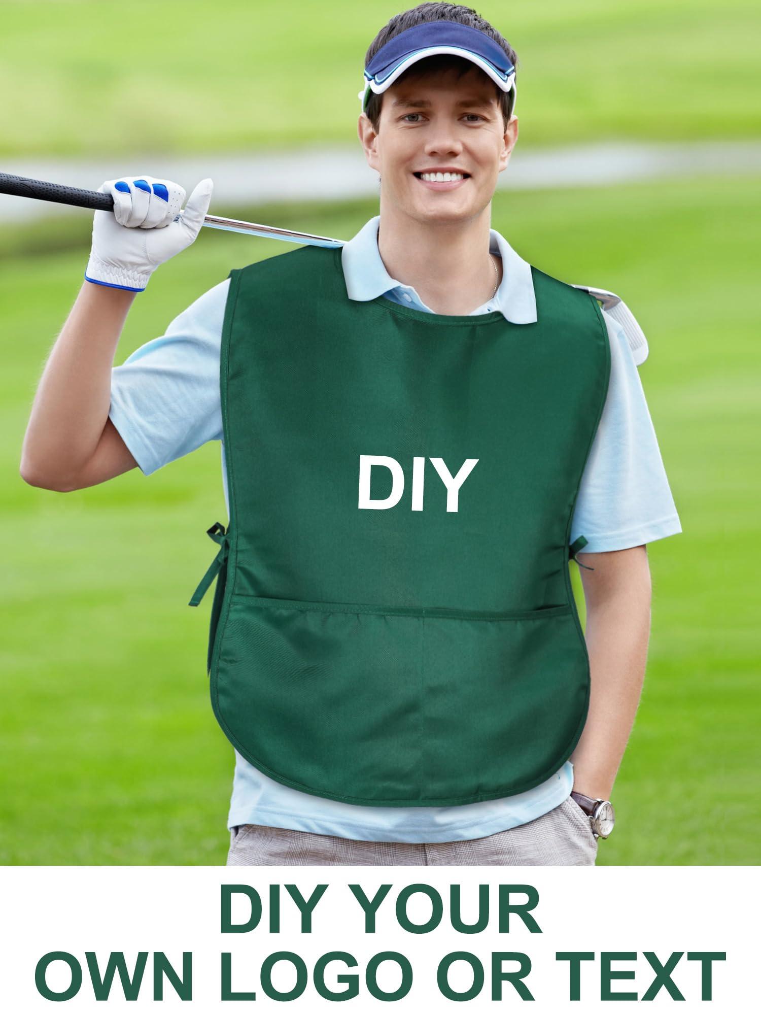 ShinyMatch ShinyMatch 4 Pack Golf Caddy Bibs Waterproof Cobbler Apron with 2 Pockets Caddy Costume Outfit for Men Women(Green)