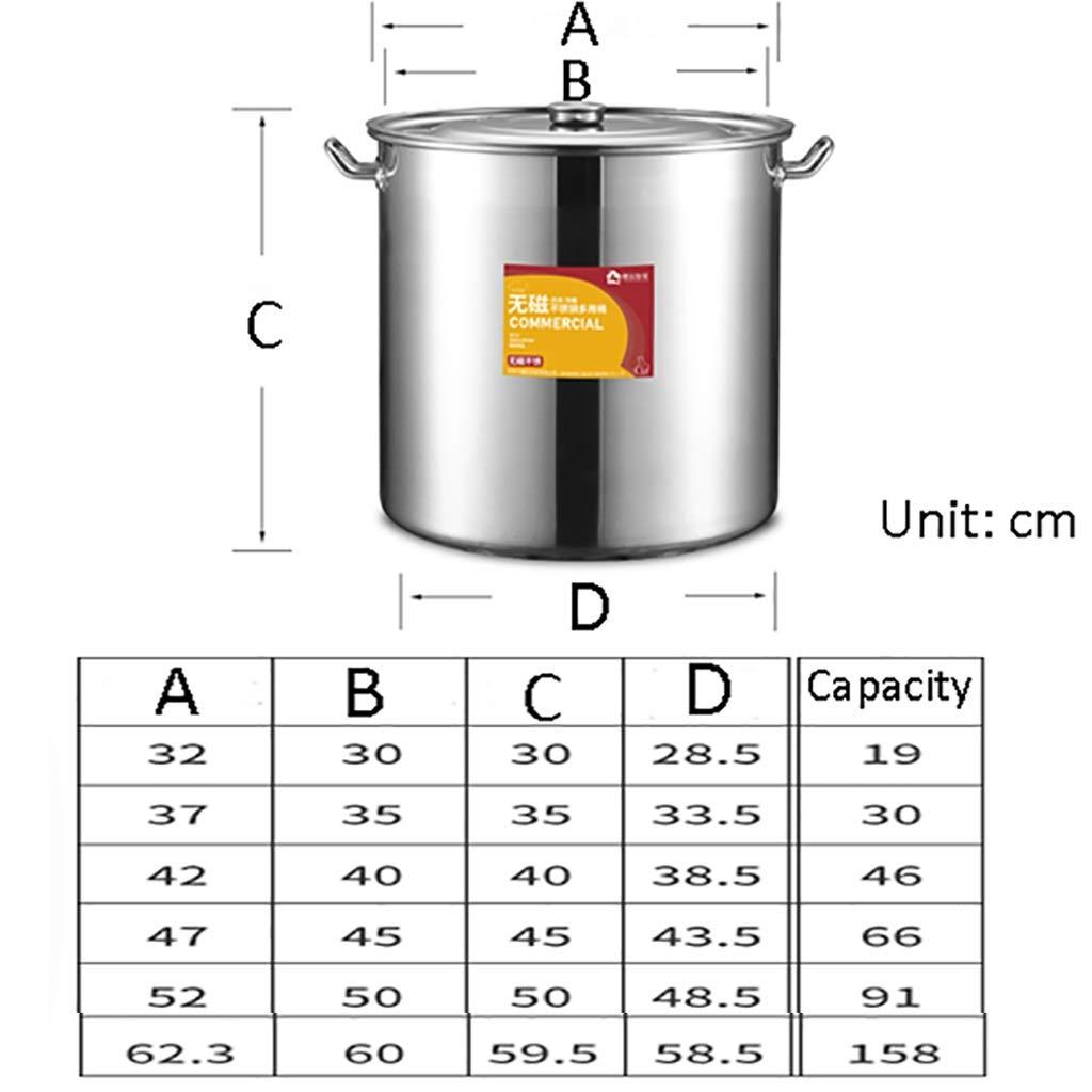 ZSH 304 Stainless Steel Stock Pot, Thickened Large Soup Pot With Lid For Catering Commercial Use For Gas Stove/induction Cooker (19-158L) (Size : 30L)