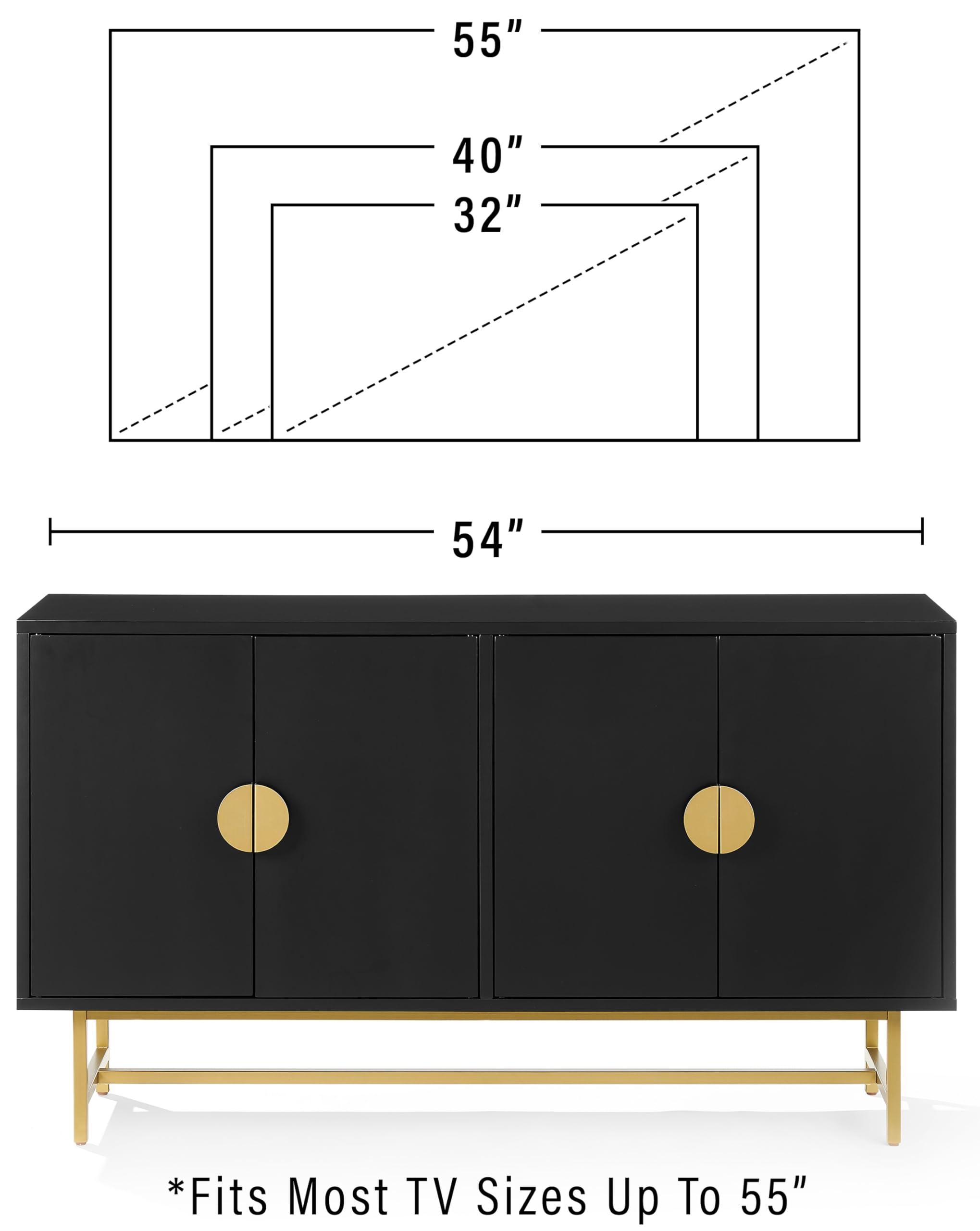 Crosley Furniture Crosley Furniture Blair Mid-Century Modern Sideboard Buffet Cabinet with Storage, Living Room Credenza, Black/Gold
