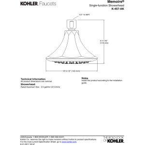 Kohler Kohler K-457-AK-CP 5-1/2\" 1-Function Spray Shower 2.5GPM Chrome