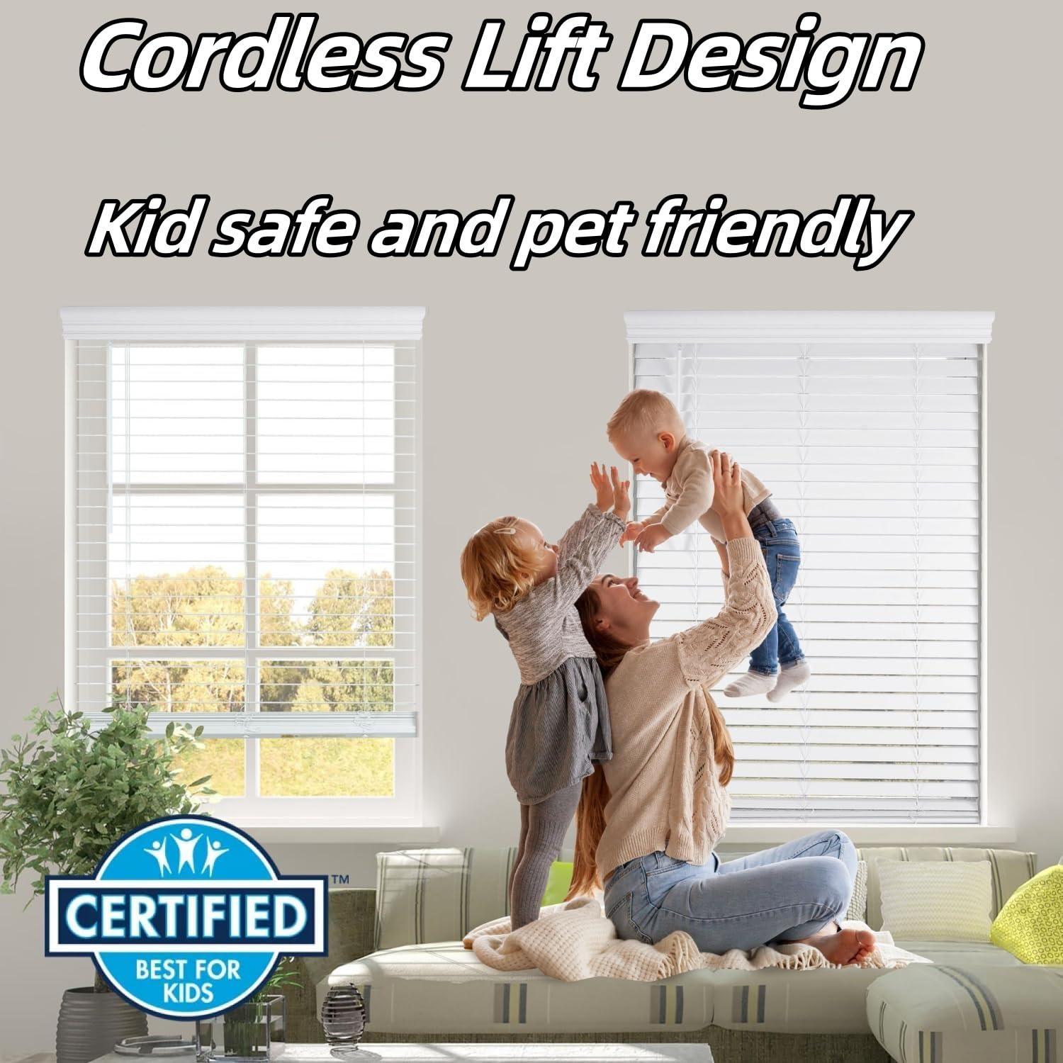 LOQPDNXN Blinds Custom Venetian Blinds for Windows Cordless Vinyl Blinds Horizontal Window Blinds Aluminum Blinds Blinds & Shades for Indoor & Ourdoor by White.25 1/2" W x 44" H