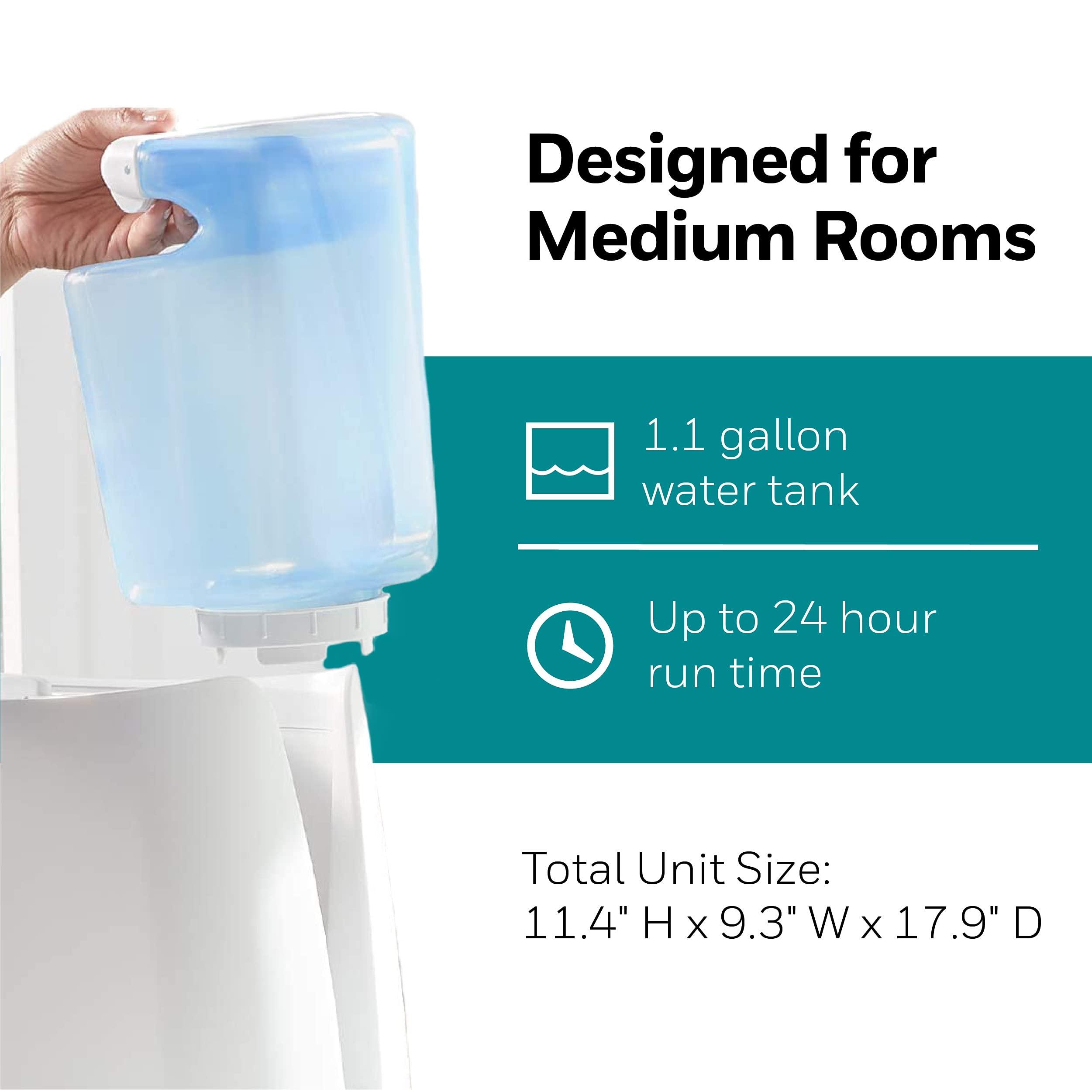 Honeywell Honeywell Cool Moisture Humidifier, Medium Room, 1 Gallon Tank, White Invisible Moisture Humidifier for Baby, Kids, Adult Bedrooms Quiet and Easy to Clean with UV Technology for Everyday Comfort