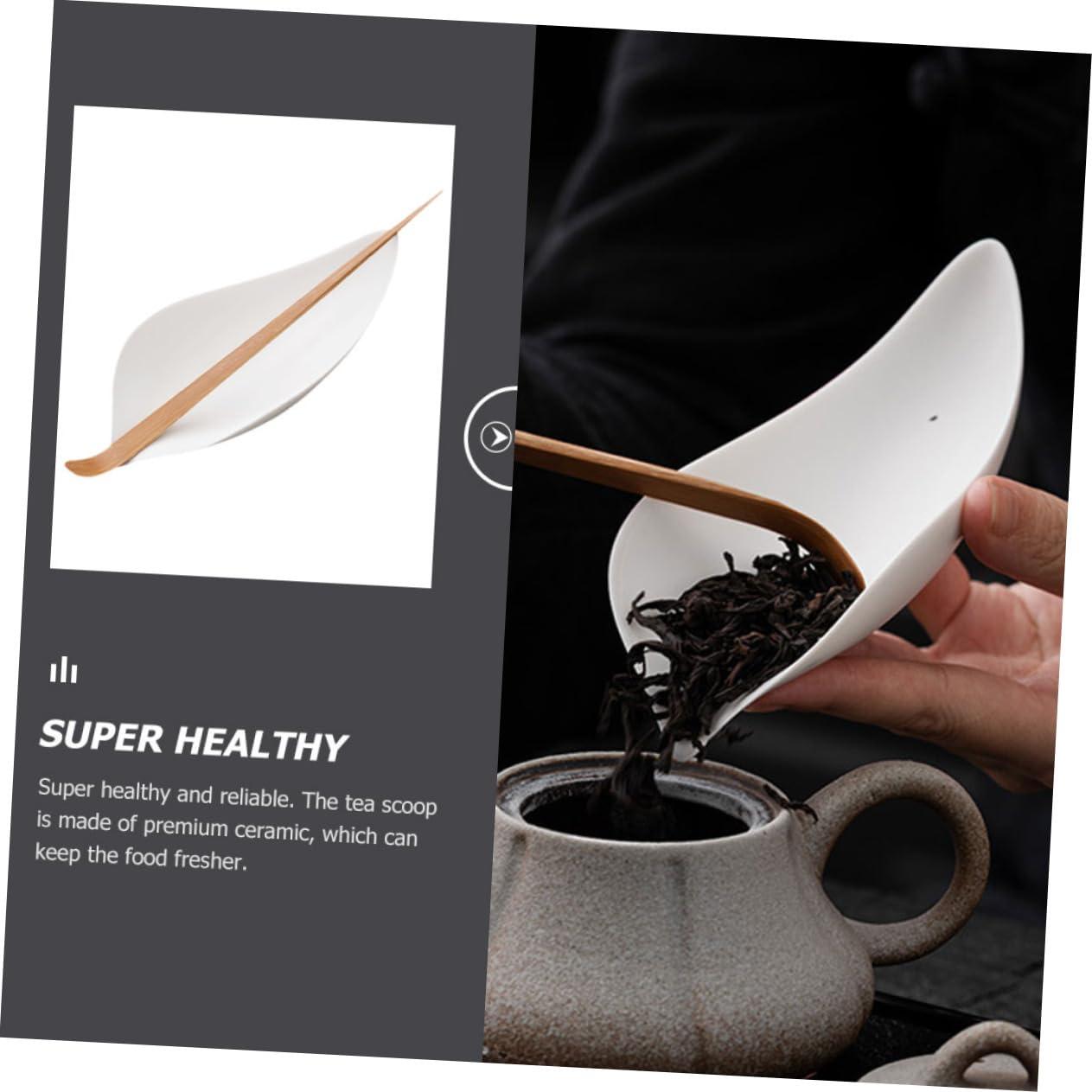 CONGARTENO CONGARTENO 1 Set Tea Spoon Tea Vessel Chinese Tea Tray Loose Tea Leaf Shovel Dosing Cup Tea Presentation Vessel Exquisite Tea Shovel Loose Tea Scoop Small Tea Scoop Niche Zero White Ceramics