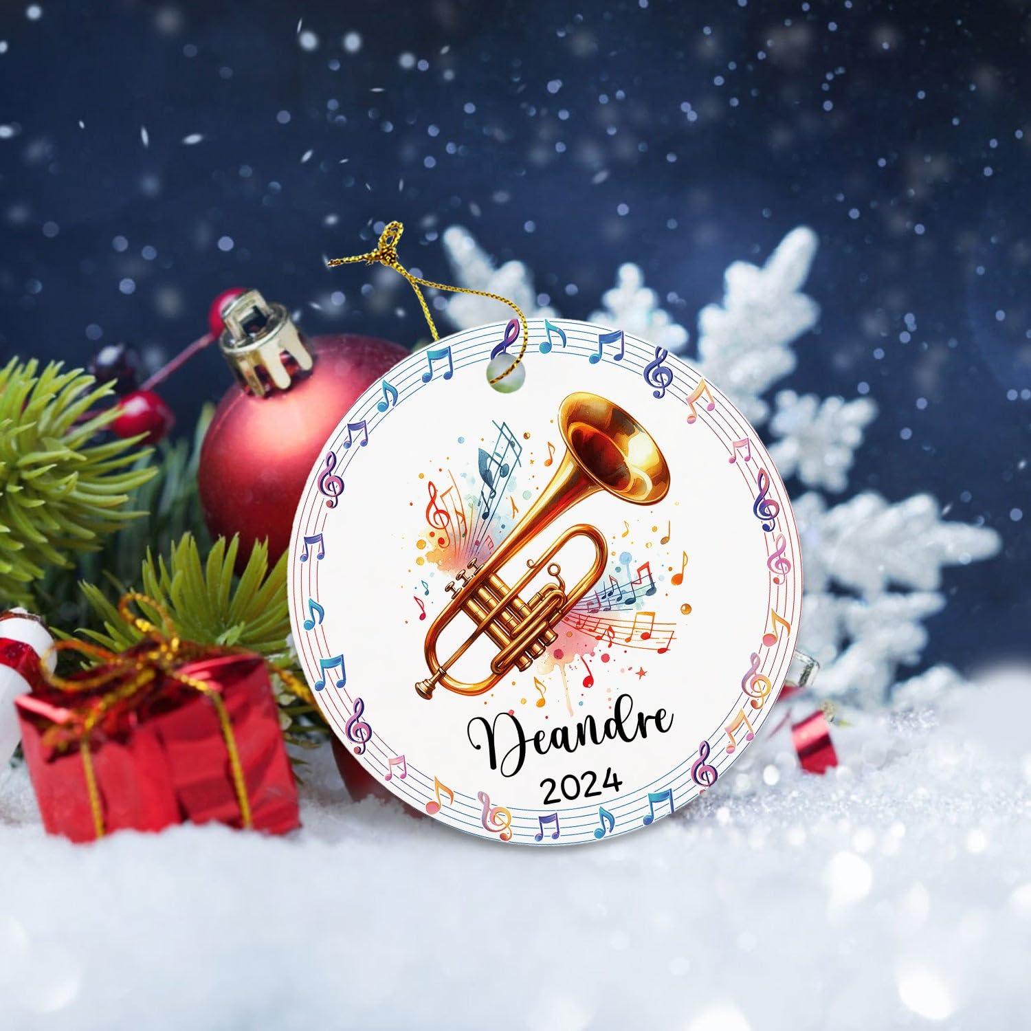 Wixxby Trombone Musician Instrument Christmas Keepsake, Personalized Trombone Ornament Christmas 2024, Custom Name Trombone Lover Ornament Xmas Tree, Trombone Ornament Gift for Trombone Player Music Teacher