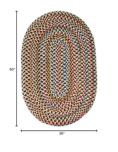 Super Area Rugs Super Area Rugs Roxbury American Made Braided Rug for Indoor Outdoor Spaces, Spruce Green/Natural Multi, 3' X 5' Oval