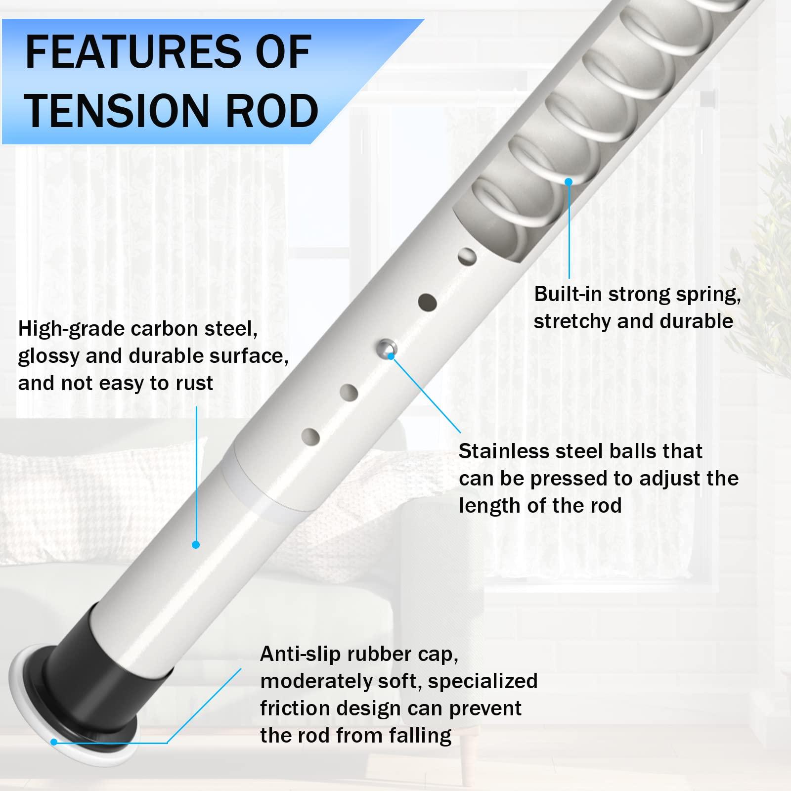 Oxdigi Oxdigi Tension Curtain Rods Adjustable Shower Curtain Rod Spring Tension 142.1-160 Inches, Extra Long Curtain Rod No Drill No Rust Antislip Heavy Duty for Bathroom, Window, Closet, Room Divider, White