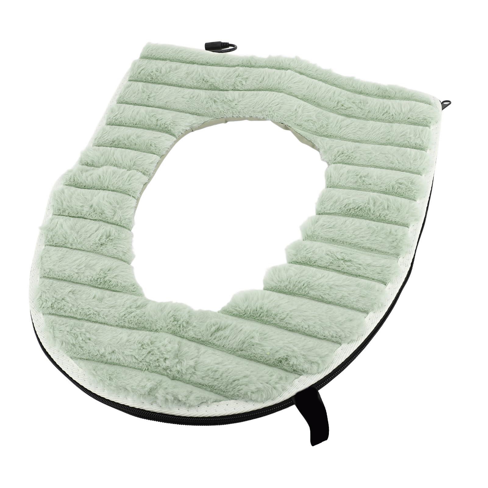 WOHPNLE WOHPNLE Warm Toilet Seat Cover, USB Powered Seat Cushion Warmer Mat Comfortable Toilet Seat Cover Washable Bathroom Warmer (Green)