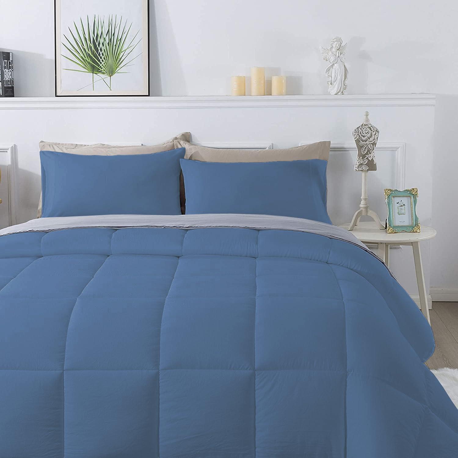 Night Nest 1Pcs Comforter 100% Egyptian Cotton 800 Thread Count - Super King Plus Size (120\" x120\") Inch,Soft and Breathable Comforter - Medium Blue Solid