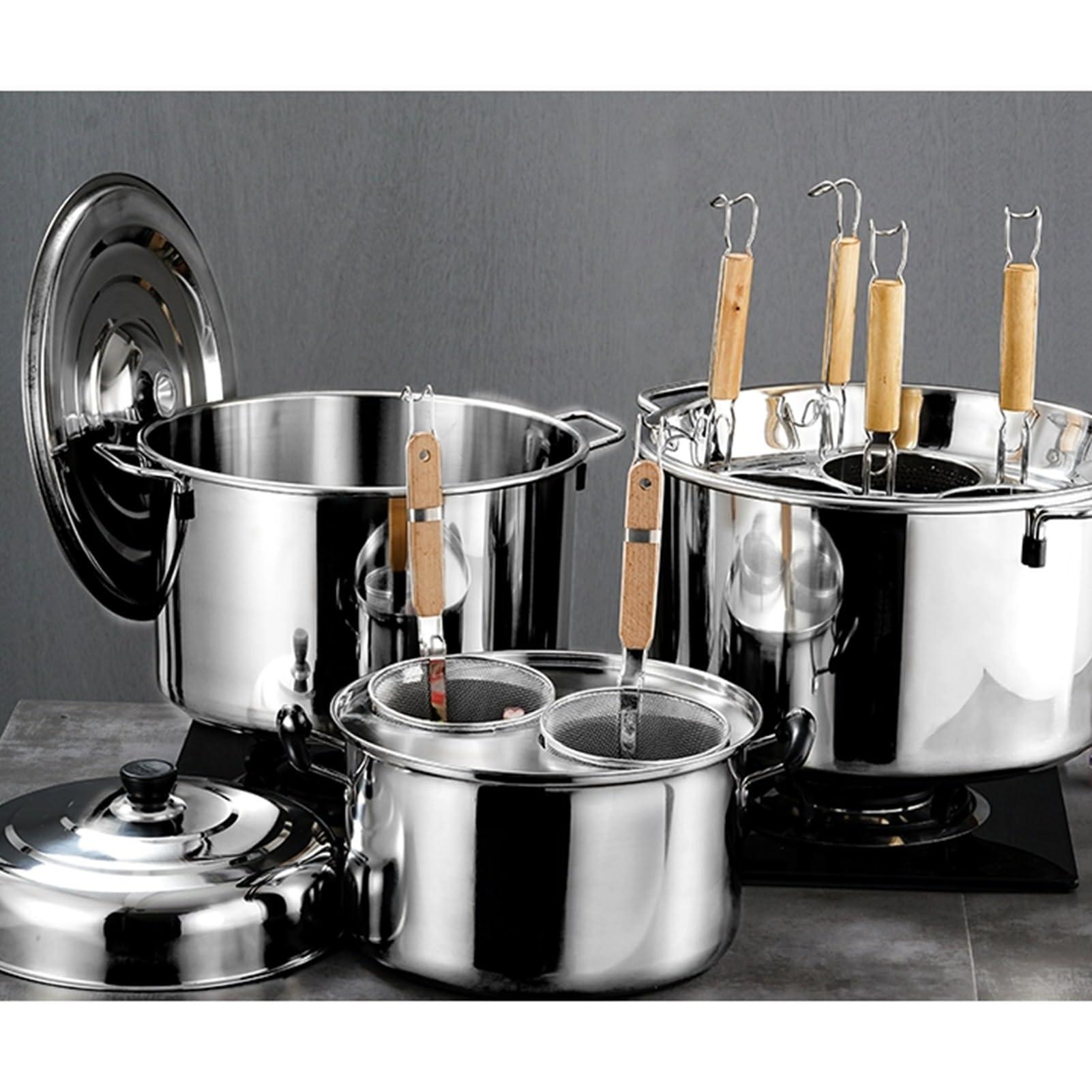 UTOYA UTOYA Stainess Steel Pasta Cooker W/Inserts, Cookware Stockpot With Divider And Colander Strainer, Heavy Duty Induction Pot, Induction, Ceramic, Glass And Halogen Cooktops Compatible (Color : 3 Hole