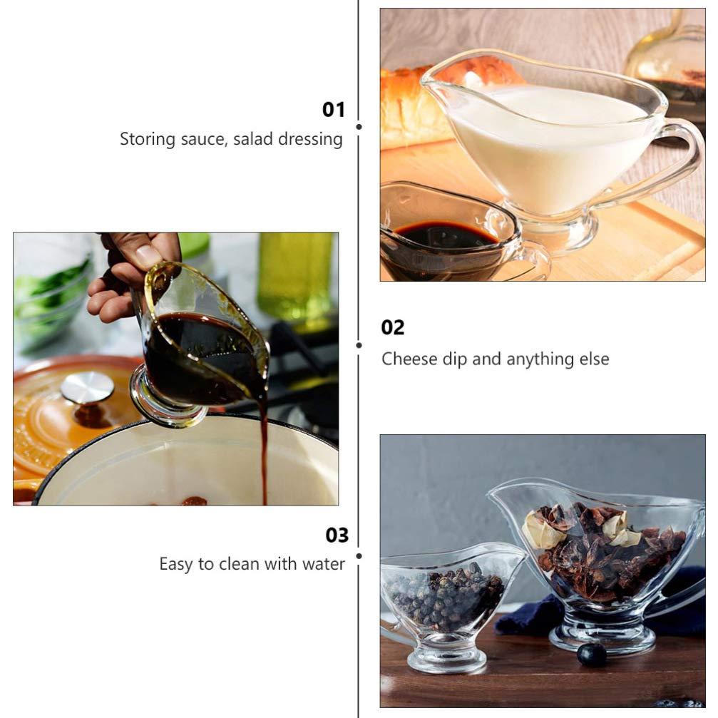 UUNVTOSU UUNVTOSU Coffee Creamer 2pcs Glass Gravy Sauce Boat with Handle 220ml Clear Crystal Seasoning Cup Honey Jam Jar Salad Dressing Server Pourer Condiment Dispenser Serving Utensils Coffee Syrup Jars