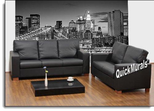 Quick Murals Brooklyn Bridge Black and White Peel & Stick Canvas Wall Mural (10 1/2 Feet Wide x 8 Feet 2 Inches High)