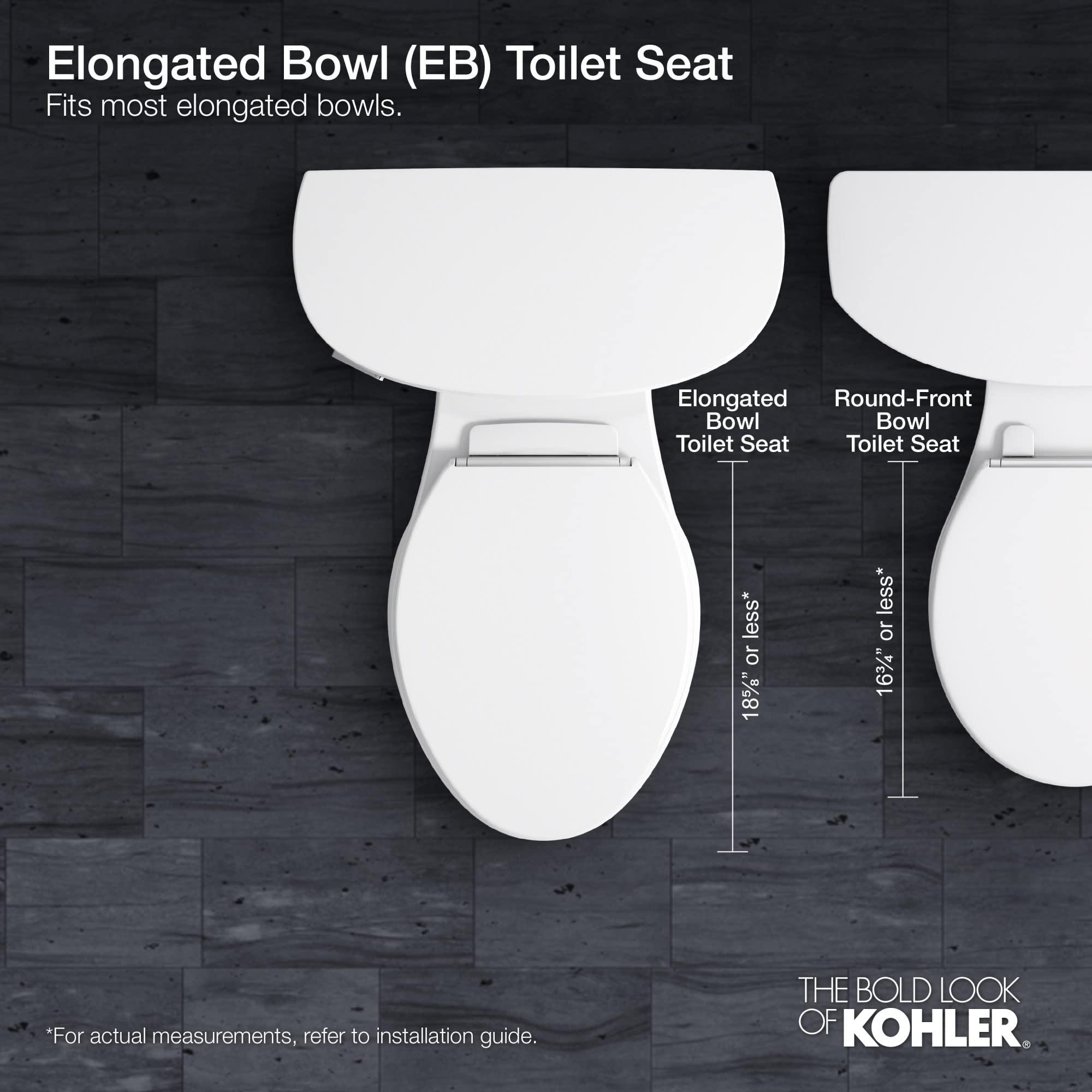 KOHLER KOHLER K-7315-96 Quick-Relase Elongated Toilet Seat Biscut GRIP-TIGHT CACHET, Biscuit