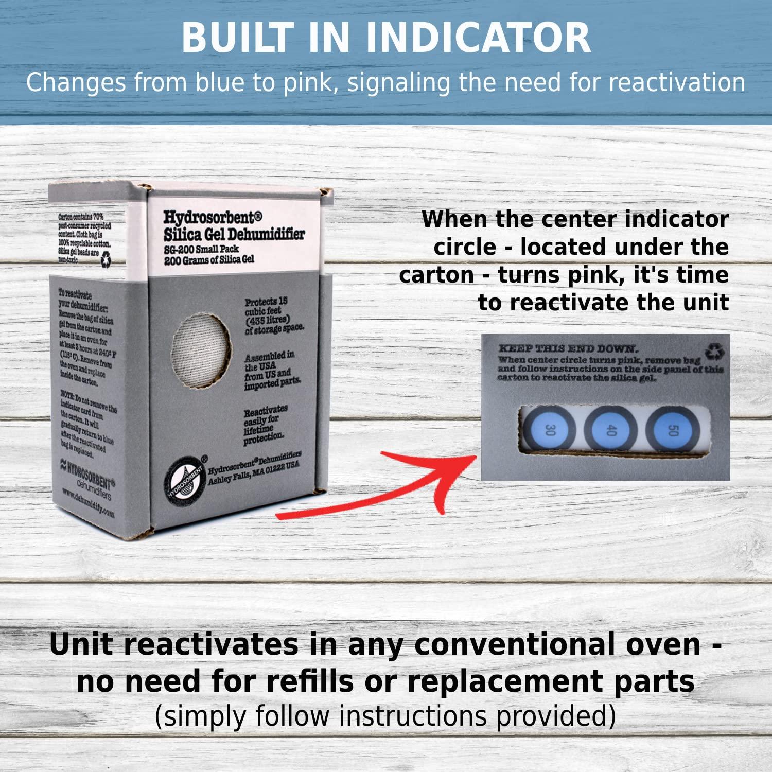 HYDROSORBENT HYDROSORBENT Gun Safe Dehumidifier Rechargeable Silica Gel 450 Gram Carton. Moisture Absorber. Reusable Desiccant Dehumidifier for Gun Safe Made in USA Silica Gel Desiccant. 1 Unit - SG450