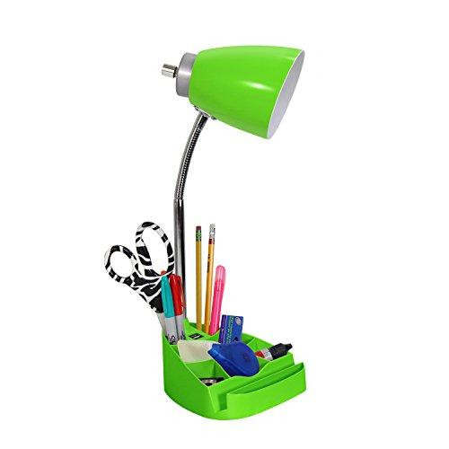 Limelights Simple Designs LD1056-GRN Gooseneck Organizer Desk Lamp with iPad/Tablet Stand or Book Holder and USB Port, Green