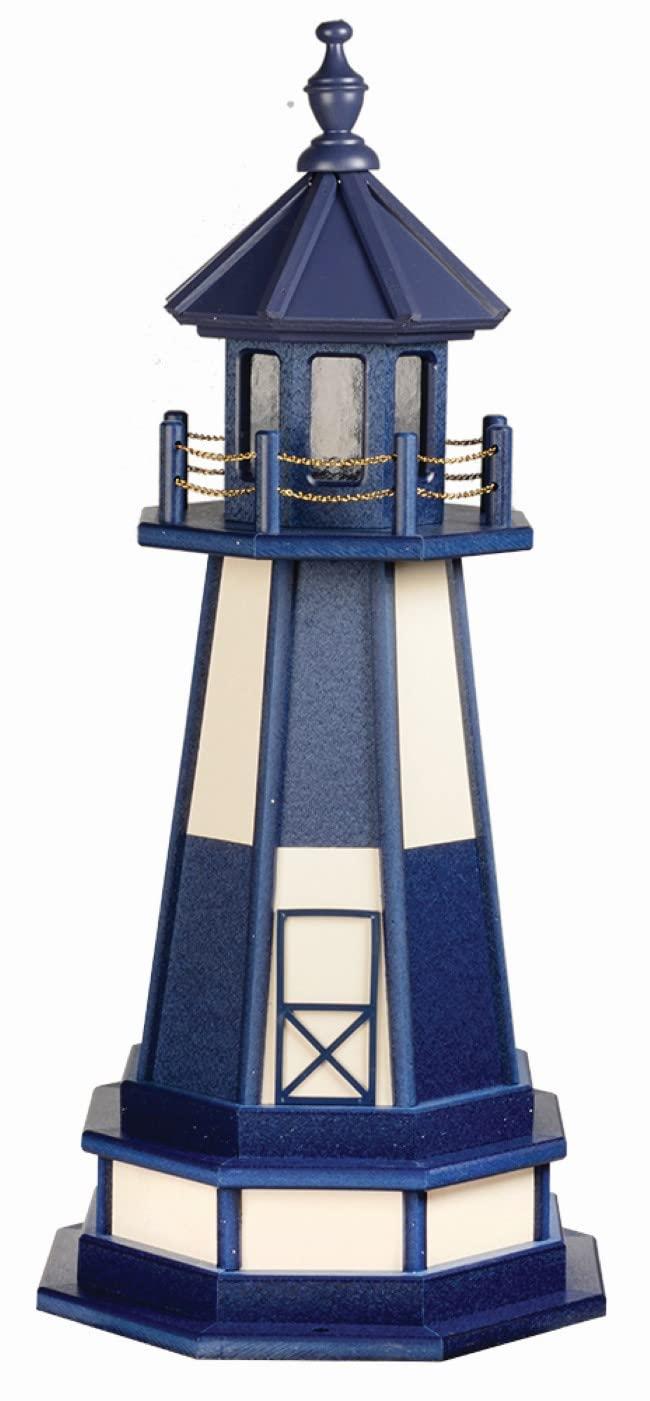Furniture Barn USA 5' Cape Henry Patriot Blue and Ivory Poly Lighthouse with Base, Standard Lighting