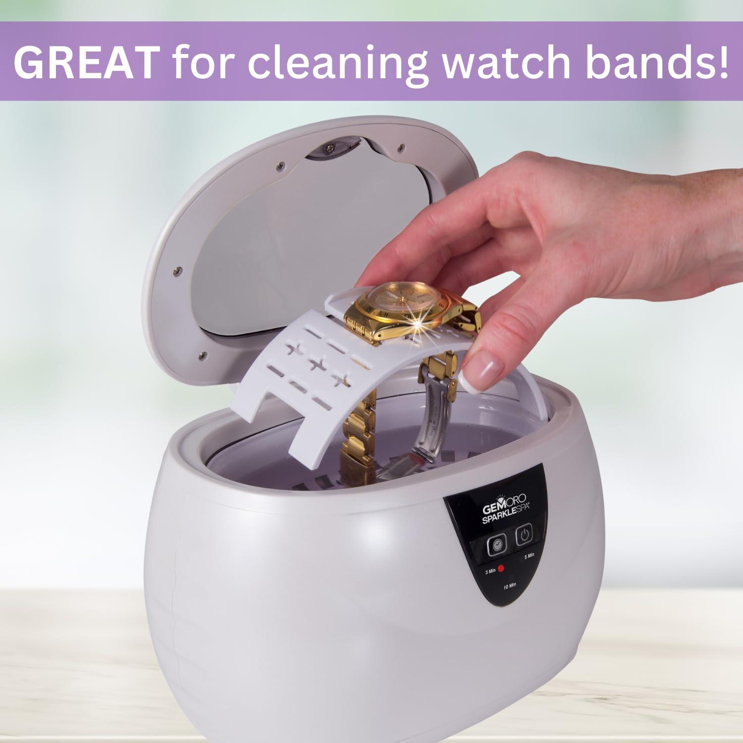 Gemoro GemOro Sparkle Spa | Personal Ultrasonic Jewelry Cleaner with 3 User-Programmable Timed Cleaning Cycles | Professional Performance Machine for Rings Watches Glasses Earrings (1783)
