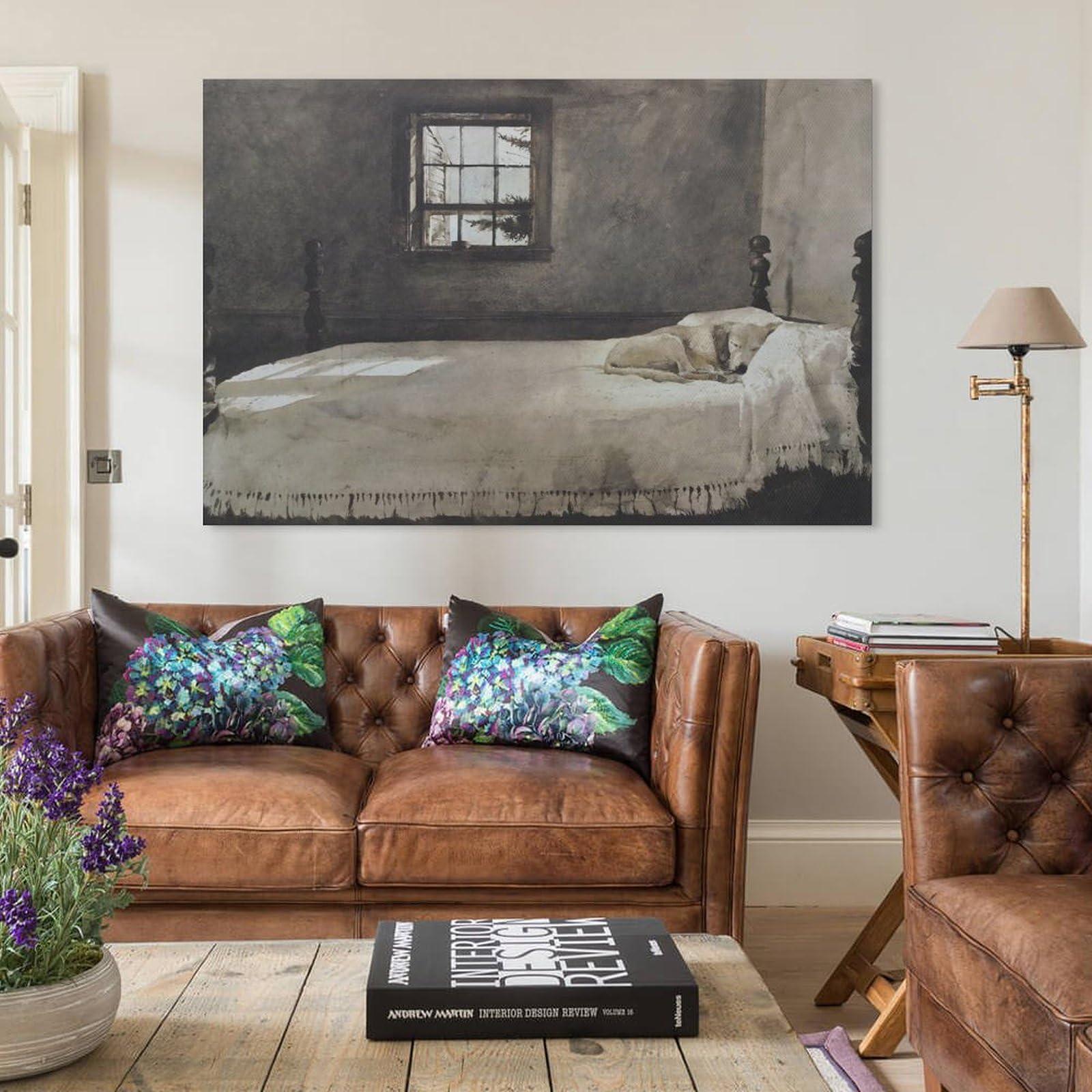 QNAOTQR Master Bedroom by Andrew Wyeth Realism Famous Painting Artist Poster Canvas Wall Art Print Suitable Canvas Wall Art Prints for Wall Decor Room Decor Bedroom Decor Gifts 24x36inch(60x90cm) Unframe-st