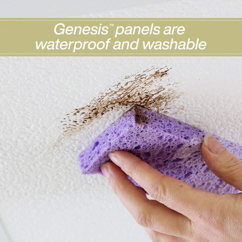 Genesis Genesis 2ft x 2ft White Drifts Ceiling Tiles - Easy Drop-In Installation Waterproof, Washable and Fire-rated - High-Grade PVC to Prevent Breakage (One Tile)