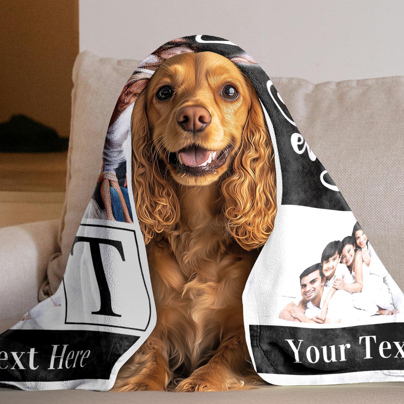 Takezuaa Custom Blanket With Pictures Texts-Personalised Photo Blanket Flannel Personalized Throw Blanket With Your Own Pictures Custom Blanket with Photo Collages For Family Birthday Wedding Gift(3 pictures)