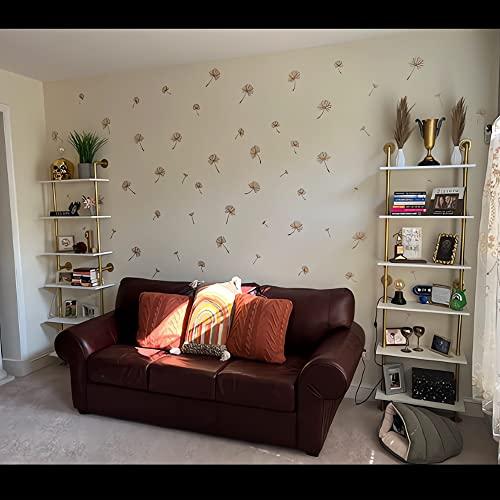 HEONITURE HEONITURE Industrial Gold Bookshelf-6 Tier Wall Mounted Ladder Bookshelf, Rustic Gold Storage Book Shelves Display Bookcases for Living Room/Home/Office