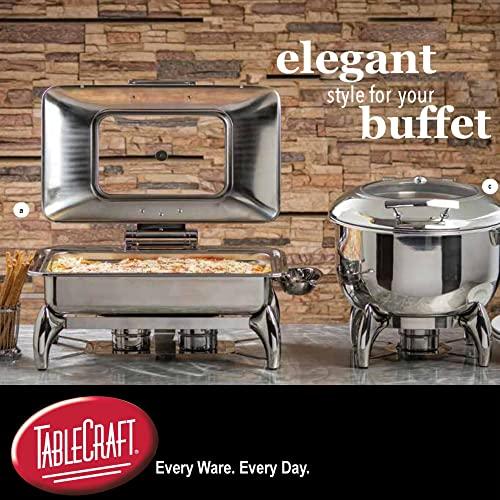 Tablecraft Tablecraft Roll Top Chafing Dish Buffet Set, Covered Chaffing Server, 6 Quart Parties Banquets Catering Food Warmers, Polished Stainless Steel, Slow Close Noise Reduction Lid, Commercial Grade