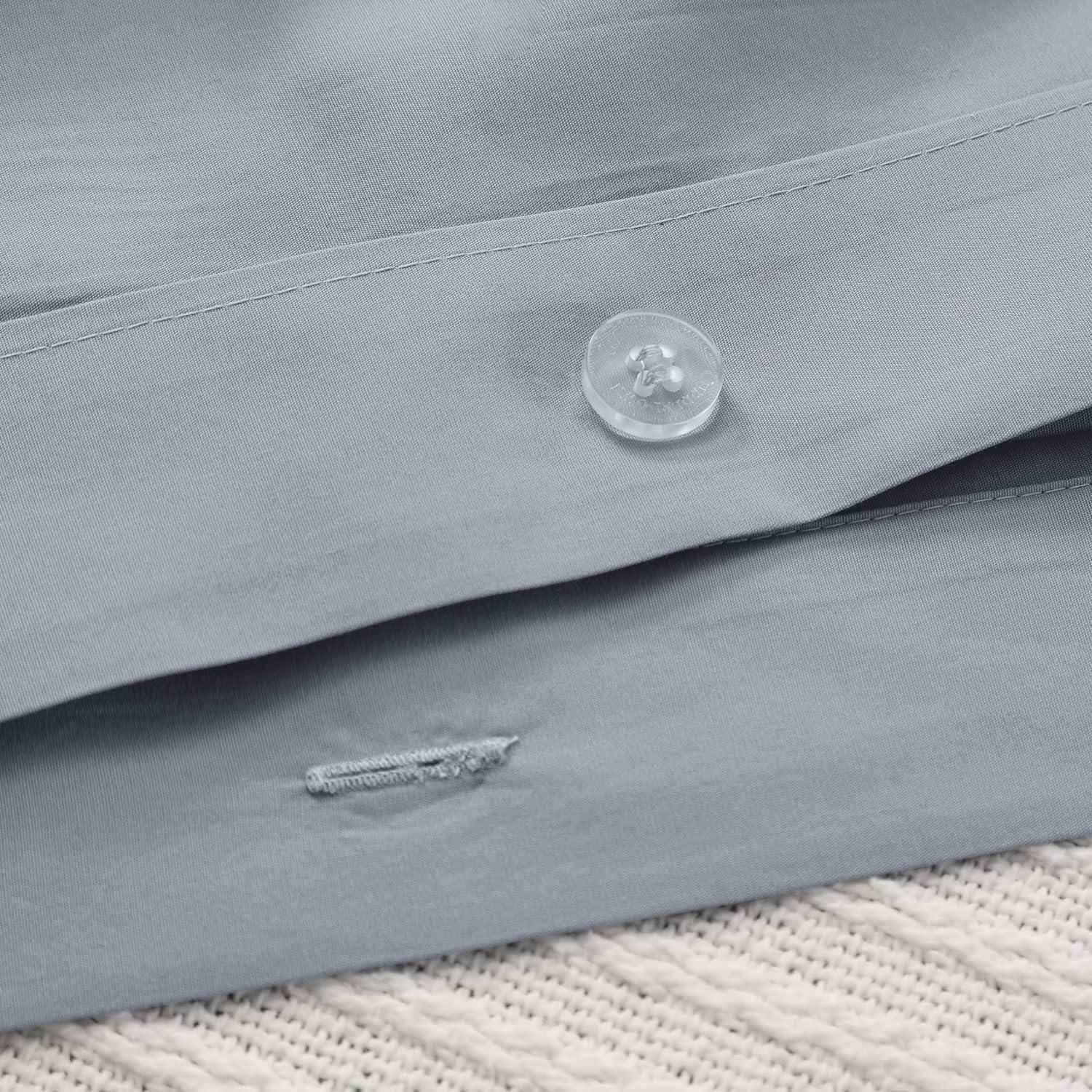 Cuddledown Cuddledown Signature Organic Percale Duvet Cover | 100% Organic Cotton | Premium Quality| Soft | Breathable | Button Closure | Queen| Steel Blue