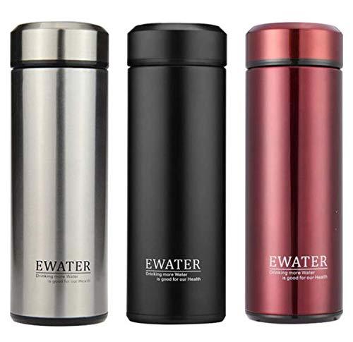Milepetus Glass Liner Vacuum Flask Stainless Steel Water Bottle Insulated Travel Coffee Mug,11oz,9oz Available(11oz, Black)