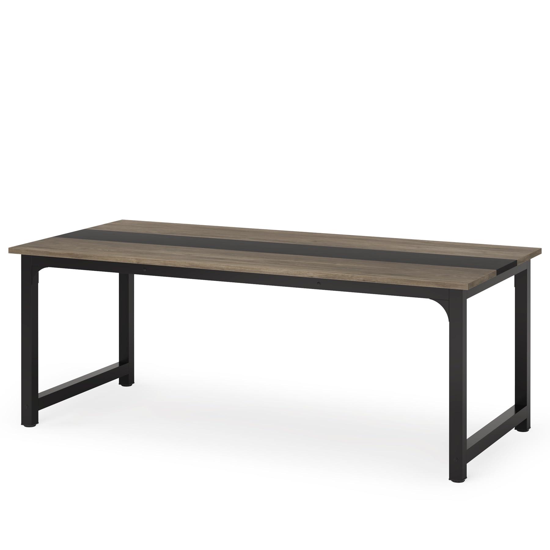 Tribesigns Tribesigns 70.8 Executive Desk, Large Office Computer Desk with Thicken Frame, Modern Simple Workstation Business Furniture for Home Office, Vintage Grey/Black