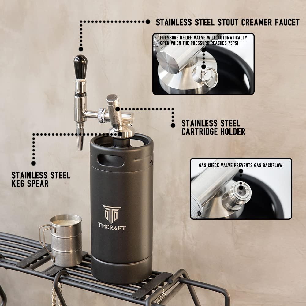 TMCRAFT TMCRAFT 128oz Nitro Cold Brew Coffee Maker, Home Brew Coffee Keg with Stainless Steel Stout Creamer Faucet & Pressure Relieving Valve