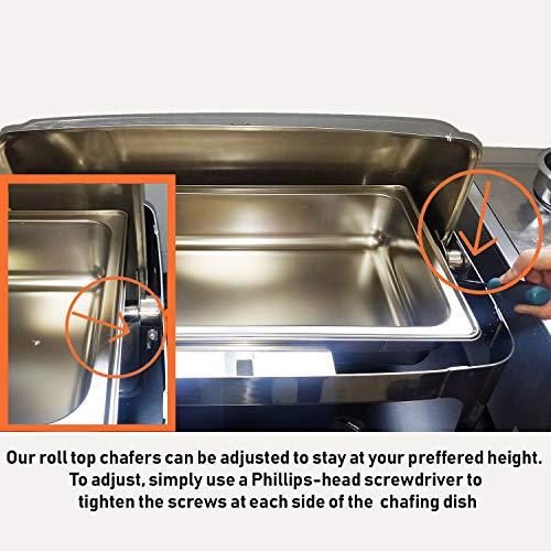 Tiger Chef Tiger Chef Chafing Dish Buffet Set - Stainless Steel Chafer - Roll-Top Chaffing Dishes 8 Quart and Plastic Salad Tong - Chafer and Buffet Warmer Set