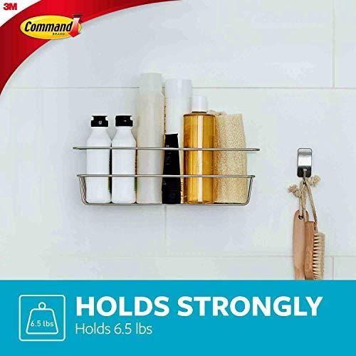 Command Command BATH31-SN-ES, Heavy Duty Shower, Satin Nickel, 1-Caddy, 1-Prep Wipe, 4-Water-Resistant Strips, Organize Damage-Free, 0