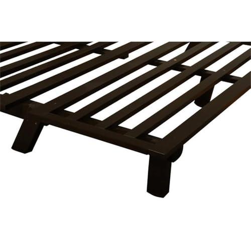 Kodiak Furniture Kodiak Furniture Carson Full Size Futon Frame and Mattress Set - Java Brown Finish Wood Futon Frame with Mattress Included in Linen Aqua Color