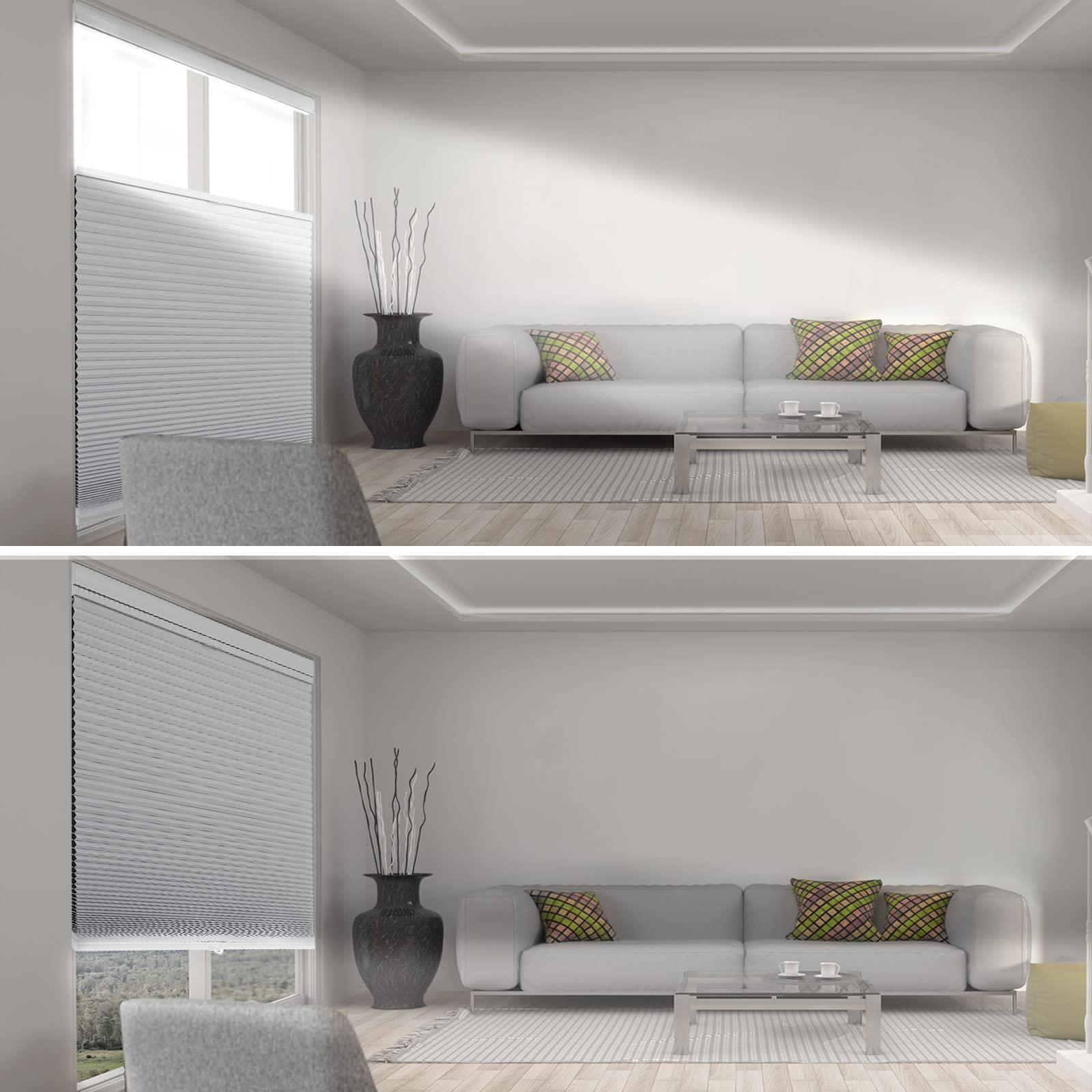 MYshade MYshade Top Down Bottom Up Cordless Cellular Shades Blackout Blinds for Indoor Windows - Room Darkening Window Blinds & Shades - Easy to Install - 39" W x 72" H (White)