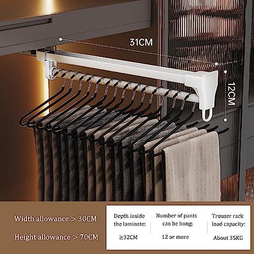 ElicNa ElicNa Pull Out Clothes Hanger Rail for Closet Adjustable Wardrobe Clothing Rail Top Mount Wardrobe Rack for Pants Clothes (Color : White, Size : 310mm/12inch)