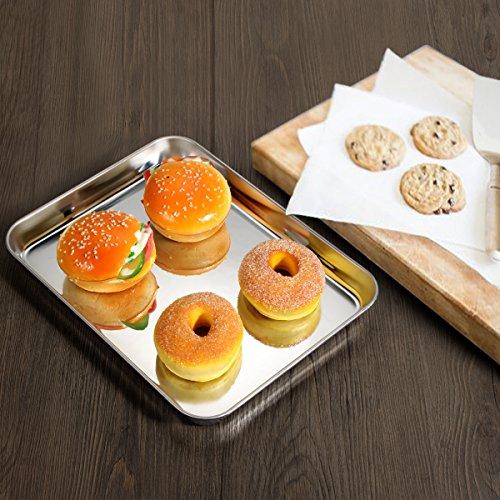 Bastwe Baking Sheets Set of 5, Bastwe Stainless Steel Baking Pan Tray Cookie Sheet, Size 10 x 8 x 1 inch, Non Toxic & Healthy, Rust Free & Easy Clean