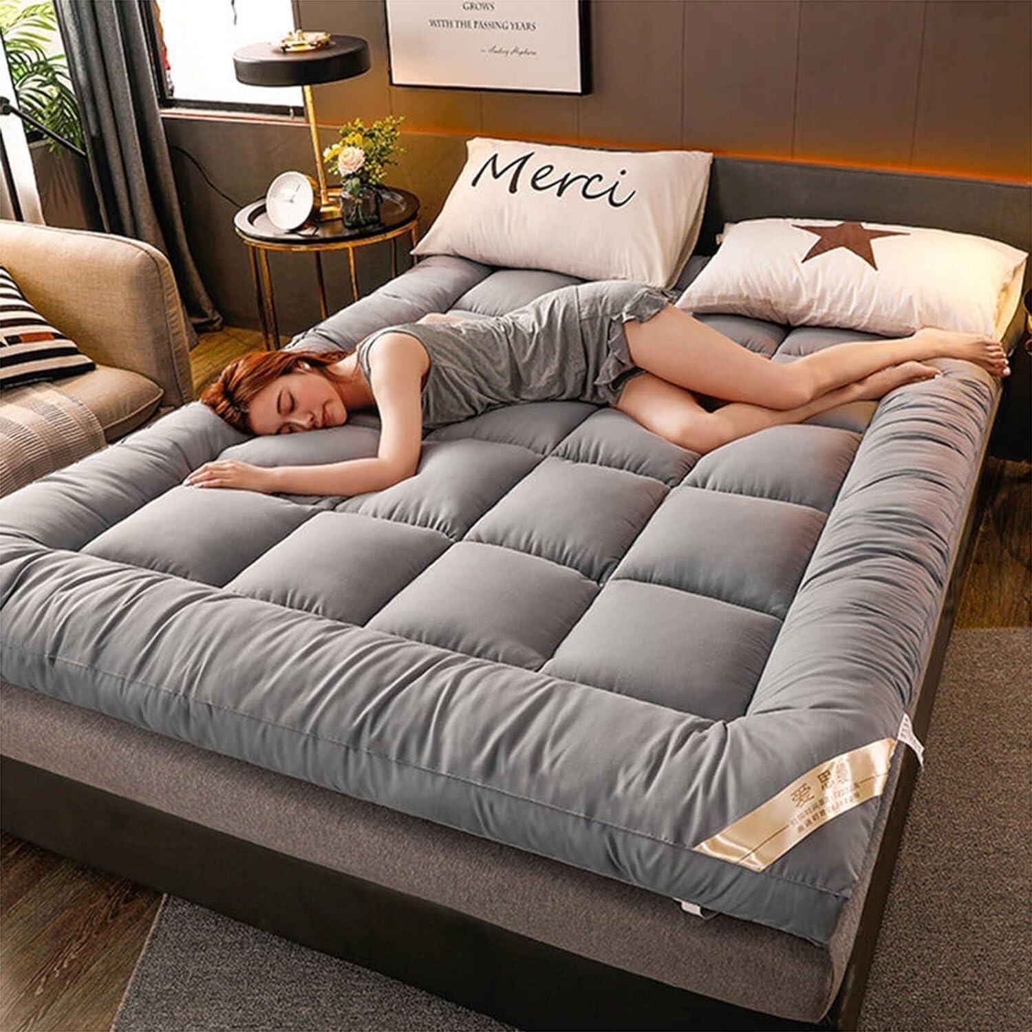 HQKZDQ Japanese Traditional Futon Mattress, Foldable Tatami Pad, Breathable, for Guests, for Camping, 10cm Thicken Reversible Ergonomic Mattress, Full Size Futon (Size : 90X200cm)