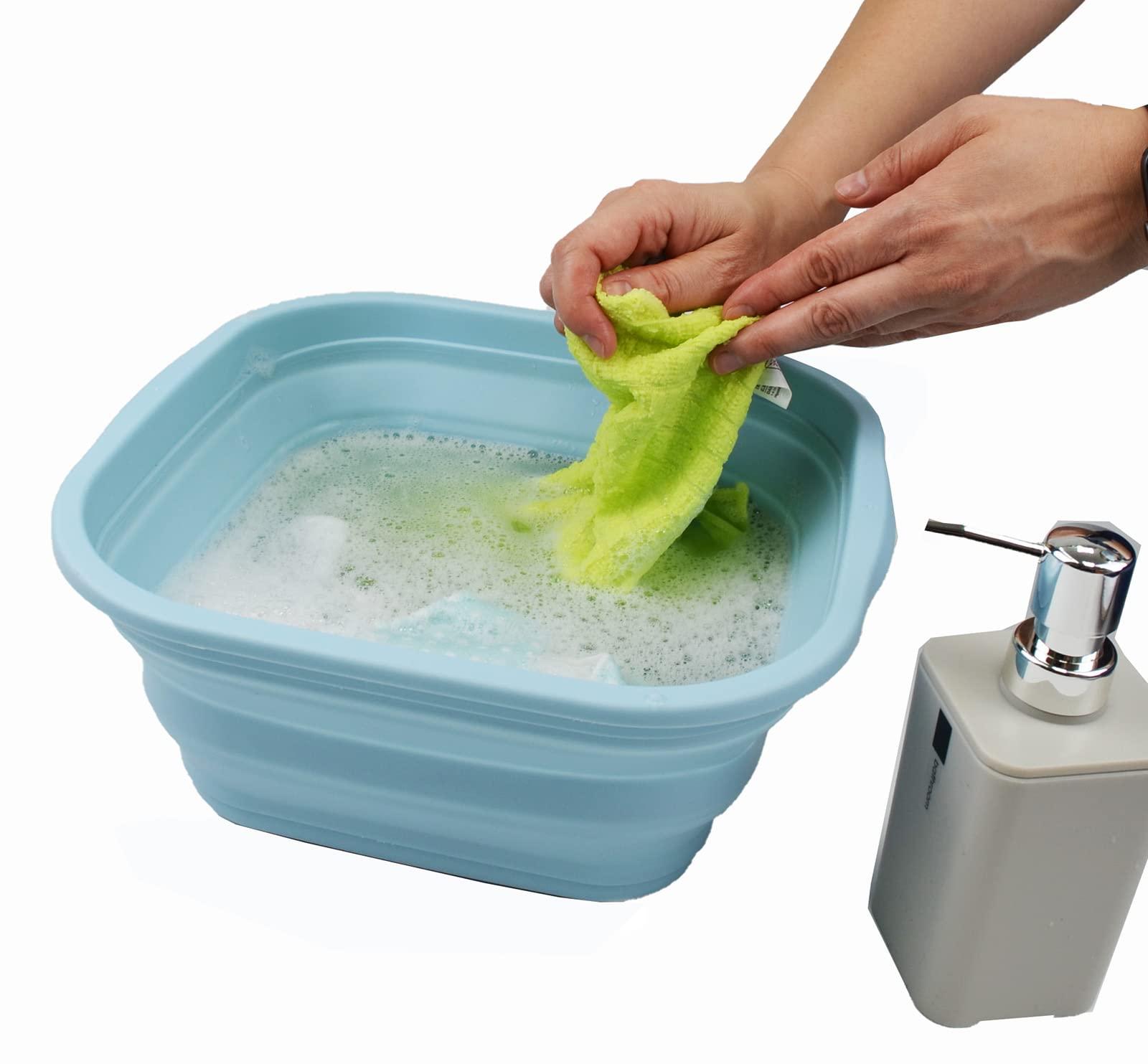 SAMMART SAMMART 5.5L (1.4 Gallons) Collapsible Tub - Foldable Dish Tub - Portable Washing Basin - Space Saving Plastic Washtub (Sea Angel, 1)